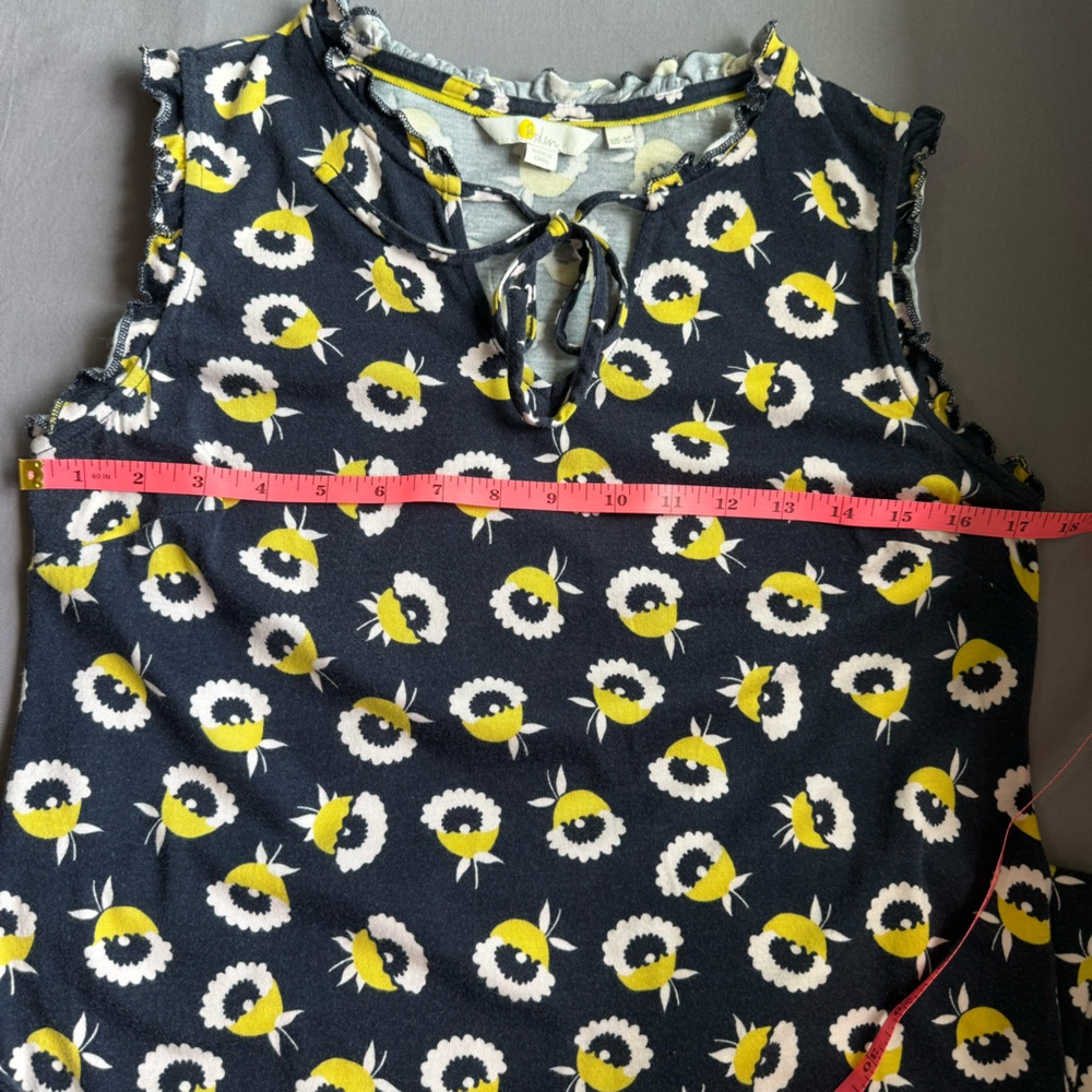 Boden dress womens 4P sleeveless floral vneck cotton blend black, white & yellow - Picture 9 of 10